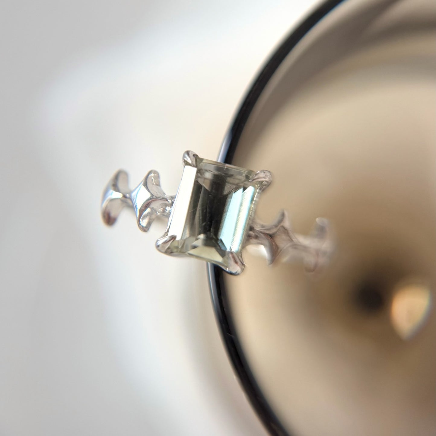 [ green amethyst ] rectangle sparkle silver