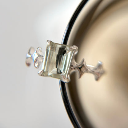 [ green amethyst ] rectangle sparkle silver