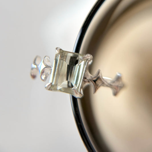 [ green amethyst ] rectangle sparkle silver