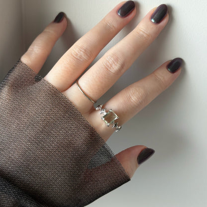 [ green amethyst ] rectangle sparkle silver