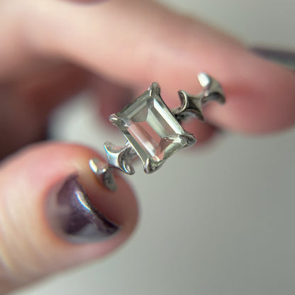 [ green amethyst ] rectangle sparkle silver