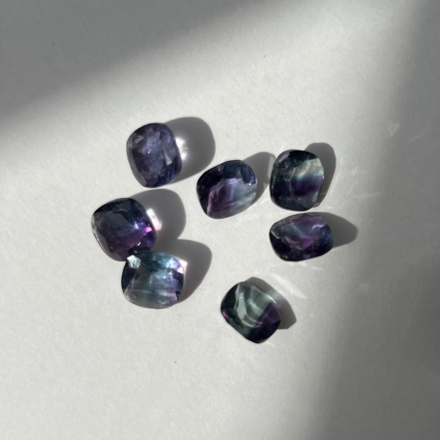 fluorite ] square faceted cut silver [ free size ] – POMUM&ARTS