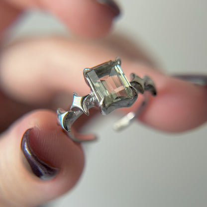 [ green amethyst ] rectangle sparkle silver