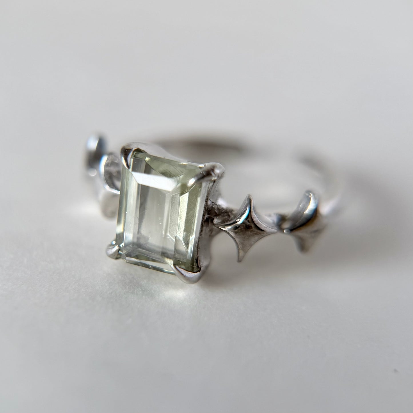 [ green amethyst ] rectangle sparkle silver