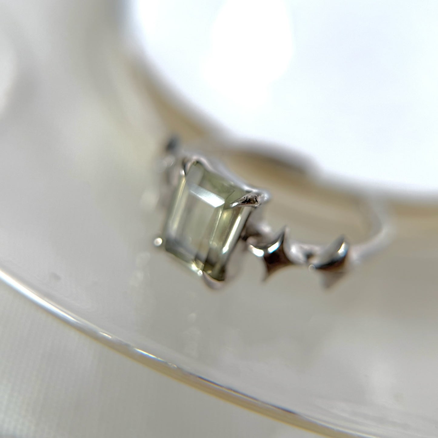 [ green amethyst ] rectangle sparkle silver