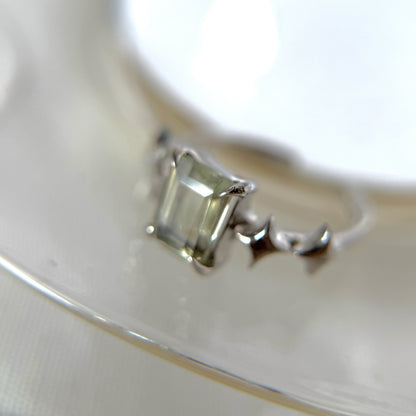 [ green amethyst ] rectangle sparkle silver