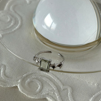 [ green amethyst ] rectangle sparkle silver
