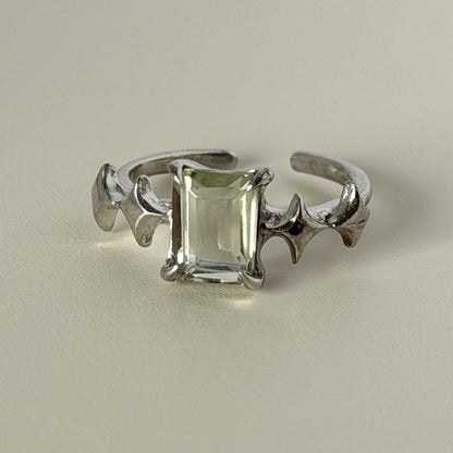 [ green amethyst ] rectangle sparkle silver
