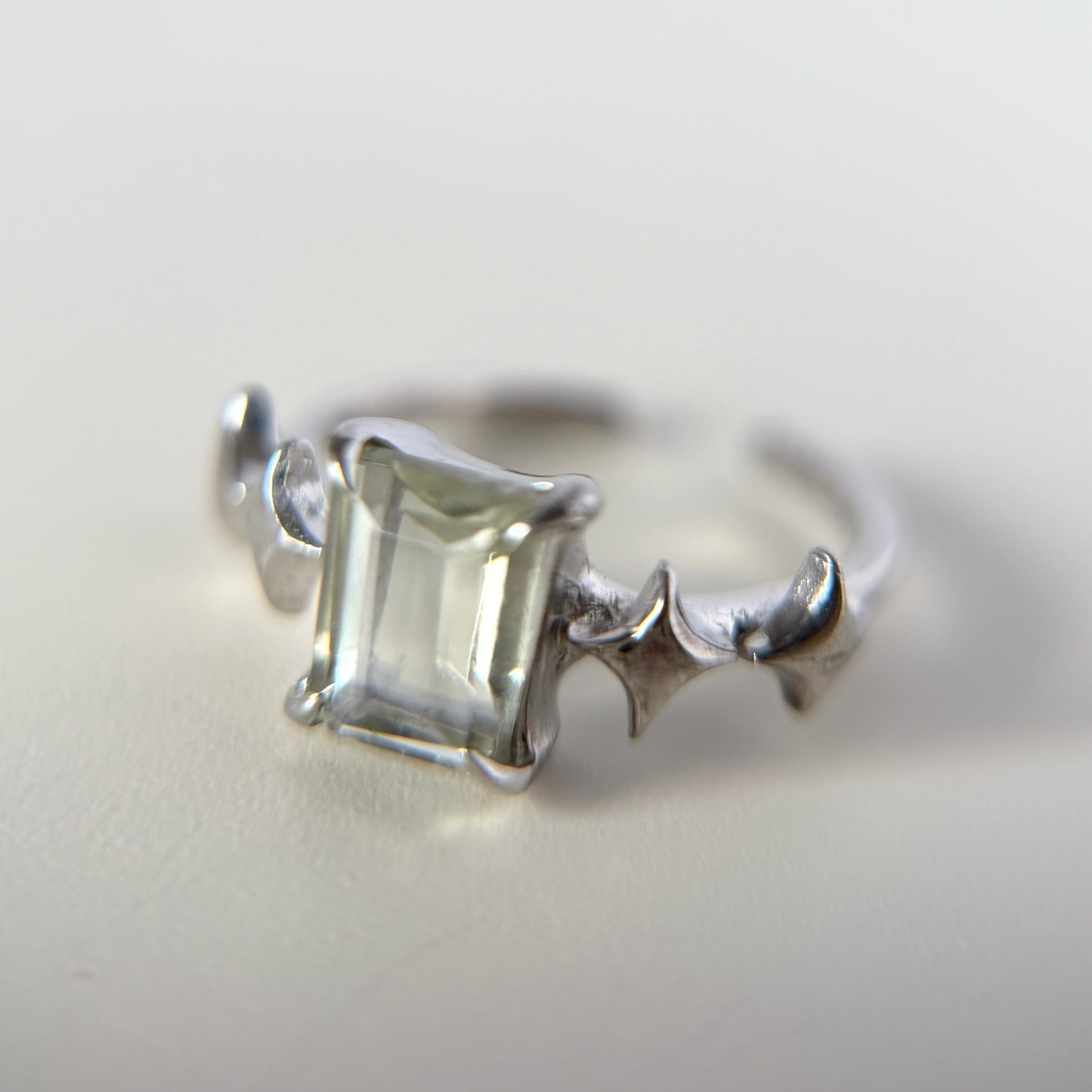 [ green amethyst ] rectangle sparkle silver