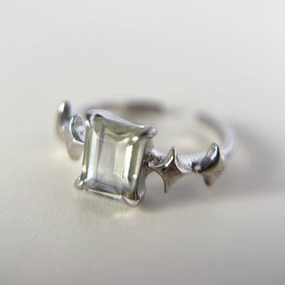[ green amethyst ] rectangle sparkle silver
