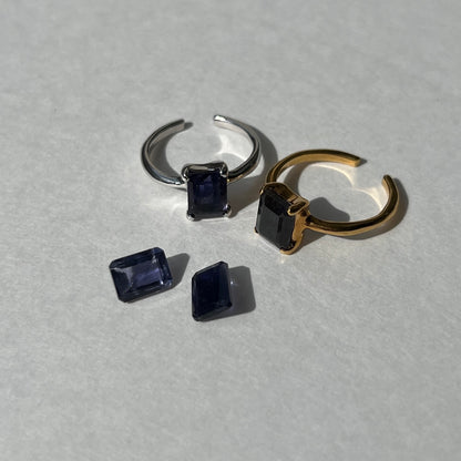 [ iolite ] rectangle faceted cut gold
