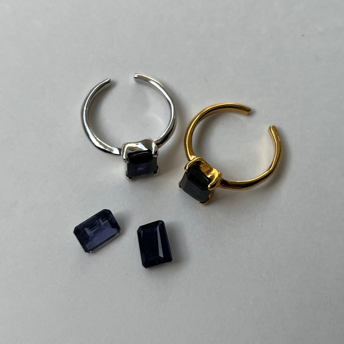 [ iolite ] rectangle faceted cut gold