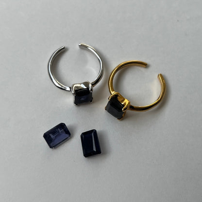 [ iolite ] rectangle faceted cut gold
