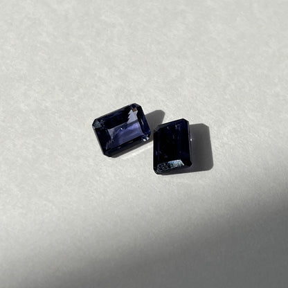 [ iolite ] rectangle faceted cut silver
