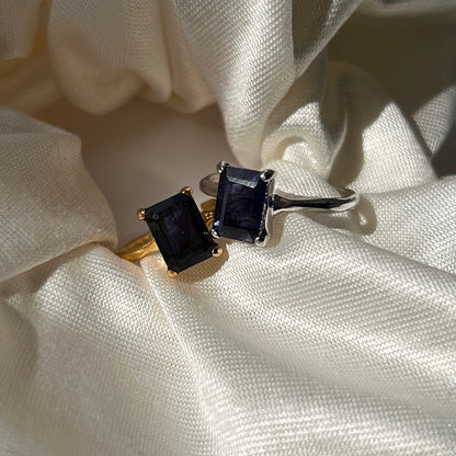 [ iolite ] rectangle faceted cut gold