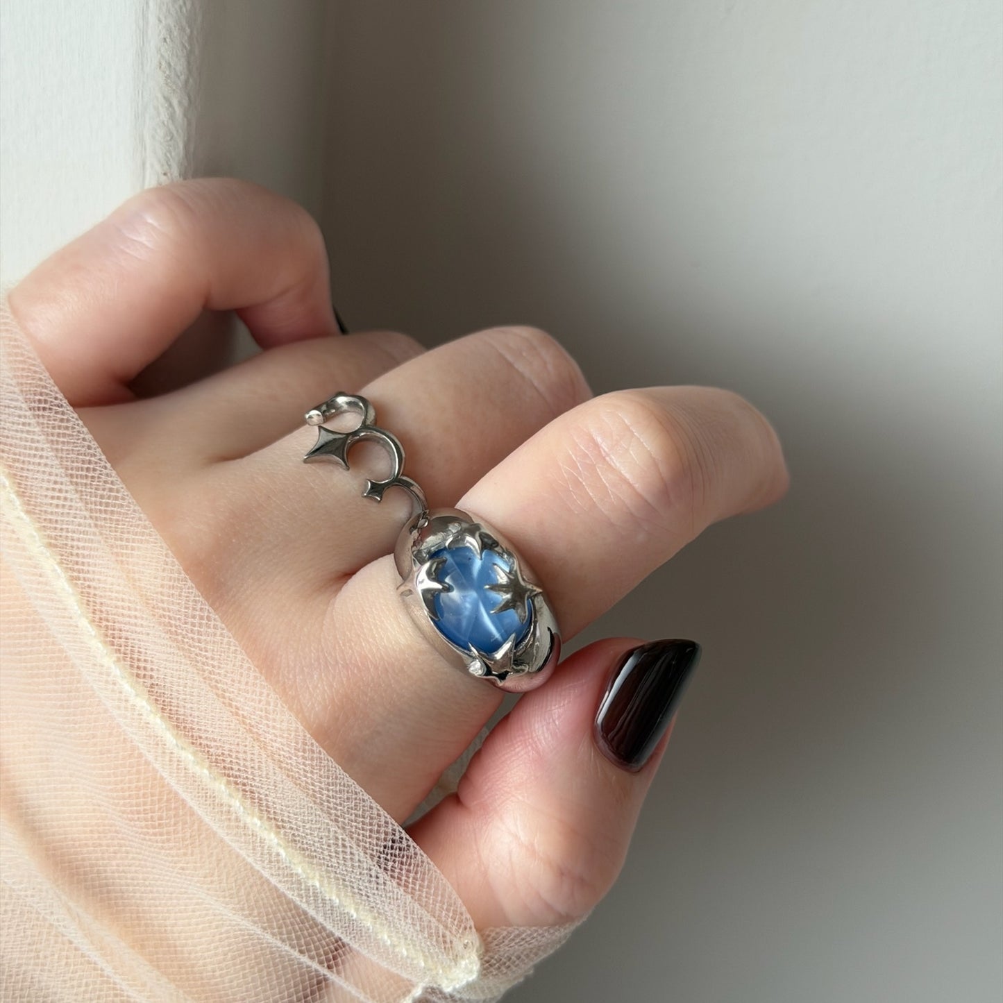 [ star blue ] twinkle ring silver
