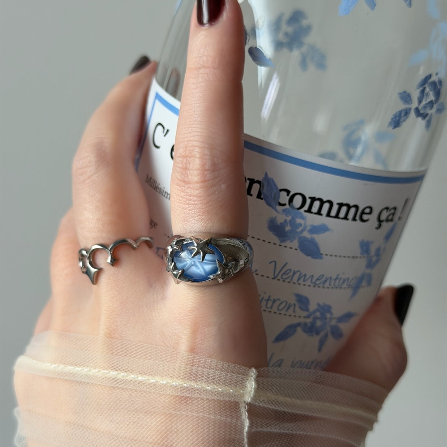 [ star blue ] twinkle ring silver