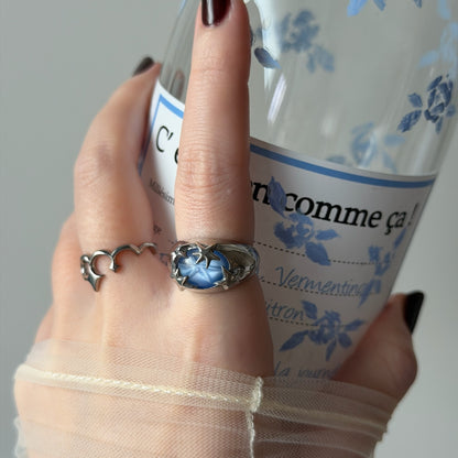 [ star blue ] twinkle ring silver