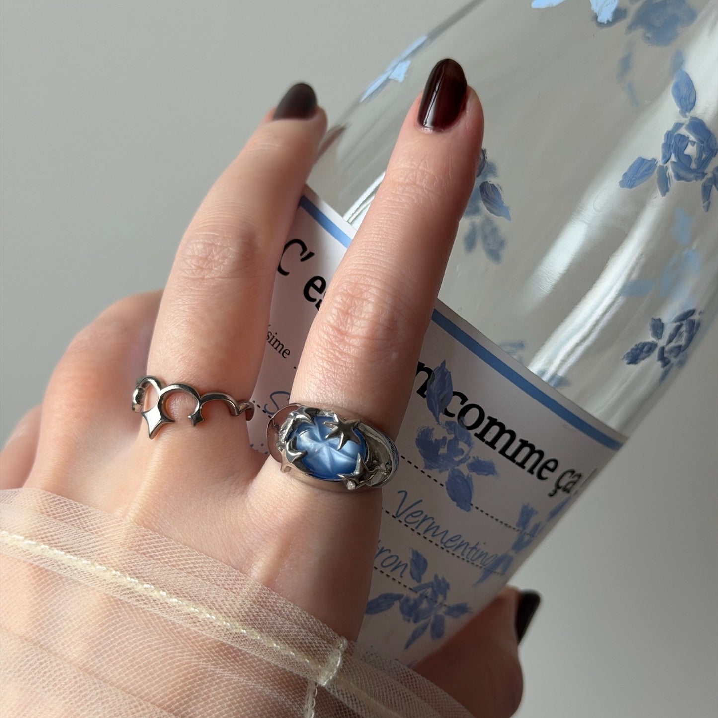 [ star blue ] twinkle ring silver