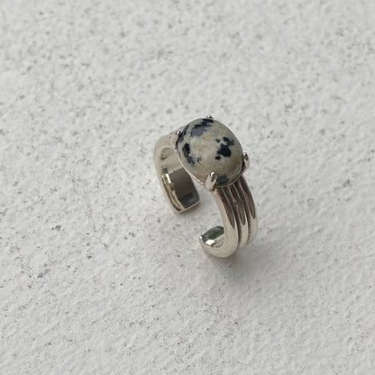 [ dalmatian jasper ]  trois silver