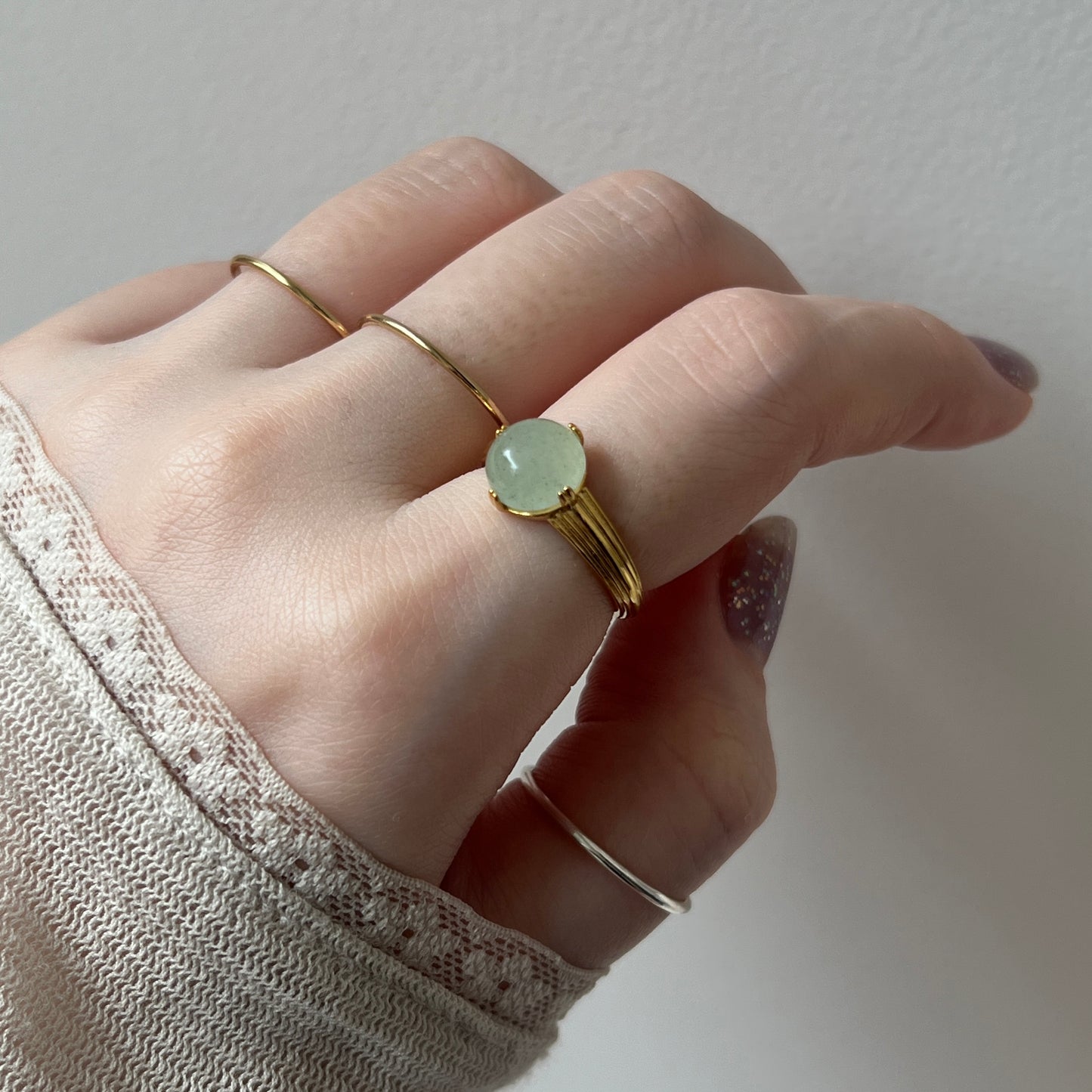 [ green aventurine ] croissant silver