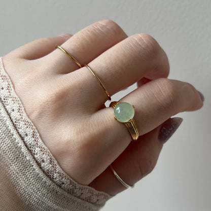 [ green aventurine ] croissant silver