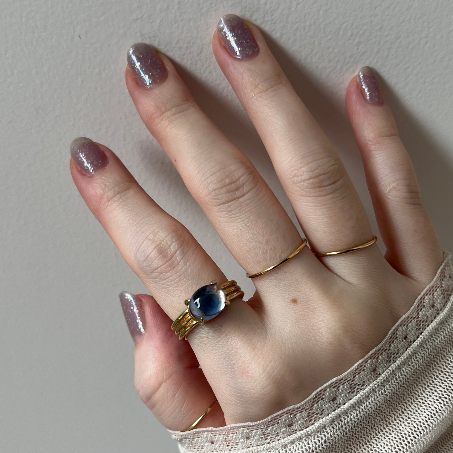 [ pink × blue glass stone ] trois gold