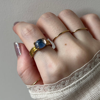 [ pink × blue glass stone ] trois gold