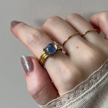 [ pink × blue glass stone ] trois gold