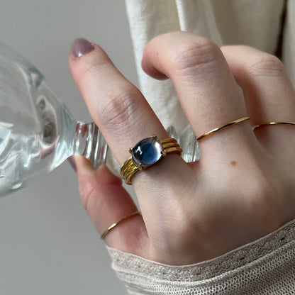 [ pink × blue glass stone ] trois gold