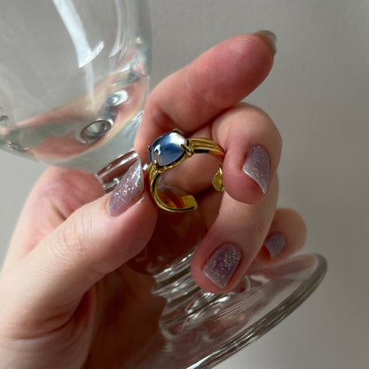 [ pink × blue glass stone ] trois gold