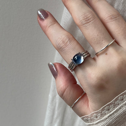 [ pink × blue glass stone ] trois silver