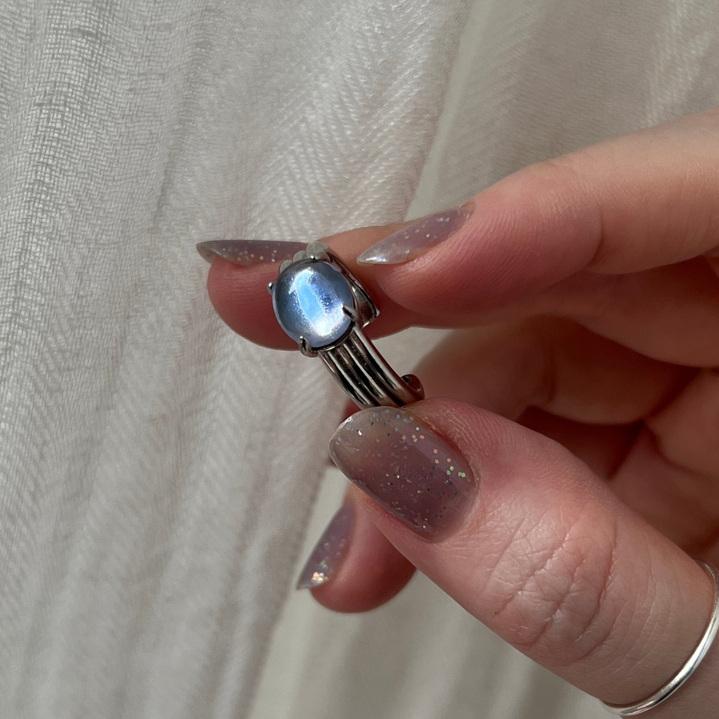[ pink × blue glass stone ] trois silver