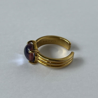 [ pink × blue glass stone ] trois gold