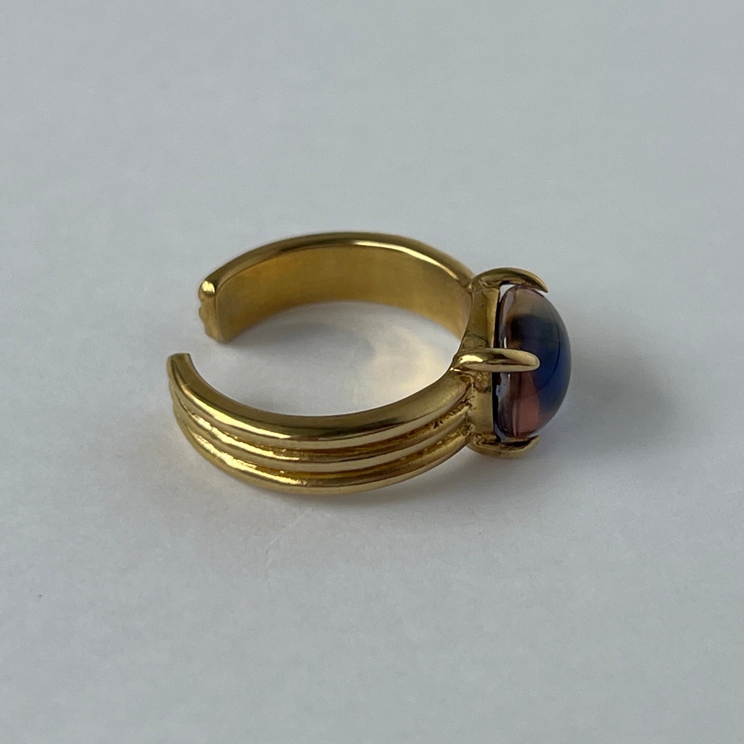 [ pink × blue glass stone ] trois gold
