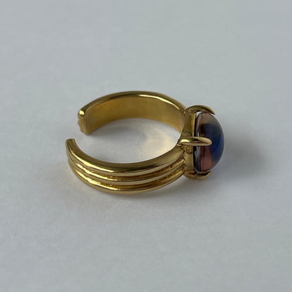 [ pink × blue glass stone ] trois gold