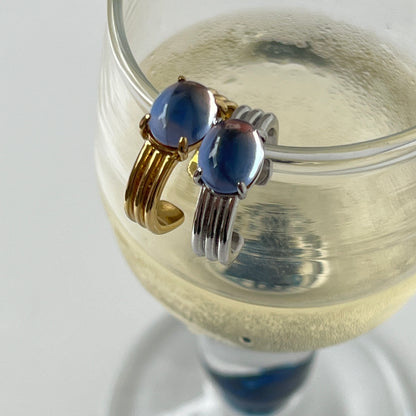 [ pink × blue glass stone ] trois gold
