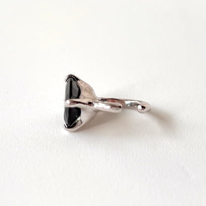[ moss green glass ] GEM ear cuff silver
