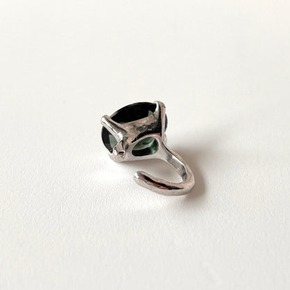 [ moss green glass ] GEM ear cuff silver