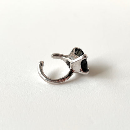 [ moss green glass ] GEM ear cuff silver