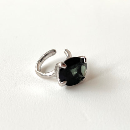 [ moss green glass ] GEM ear cuff silver