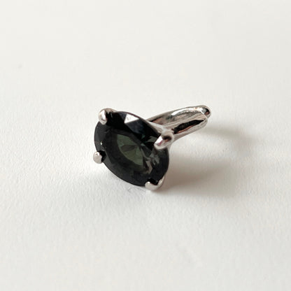 [ moss green glass ] GEM ear cuff silver