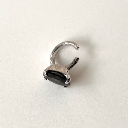 [ moss green glass ] GEM ear cuff silver