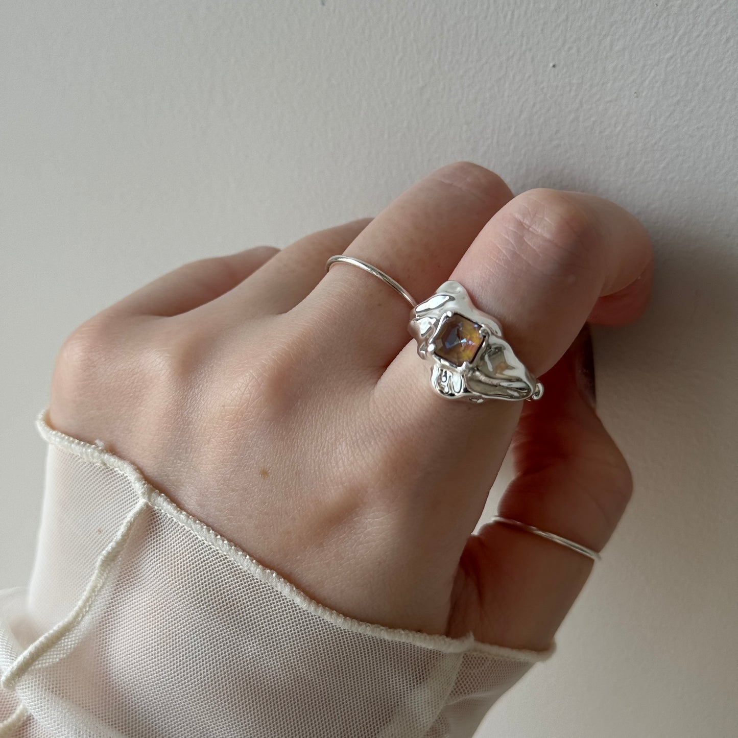 [ cappuccino ]  melt ring  silver