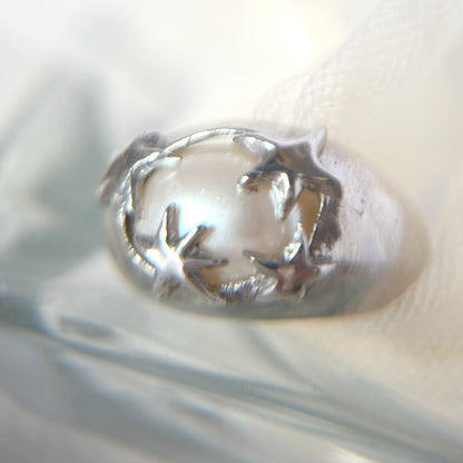[ vintage pearl ] twinkle ring silver