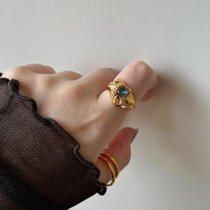 [ army green delight ]  melt ring  gold