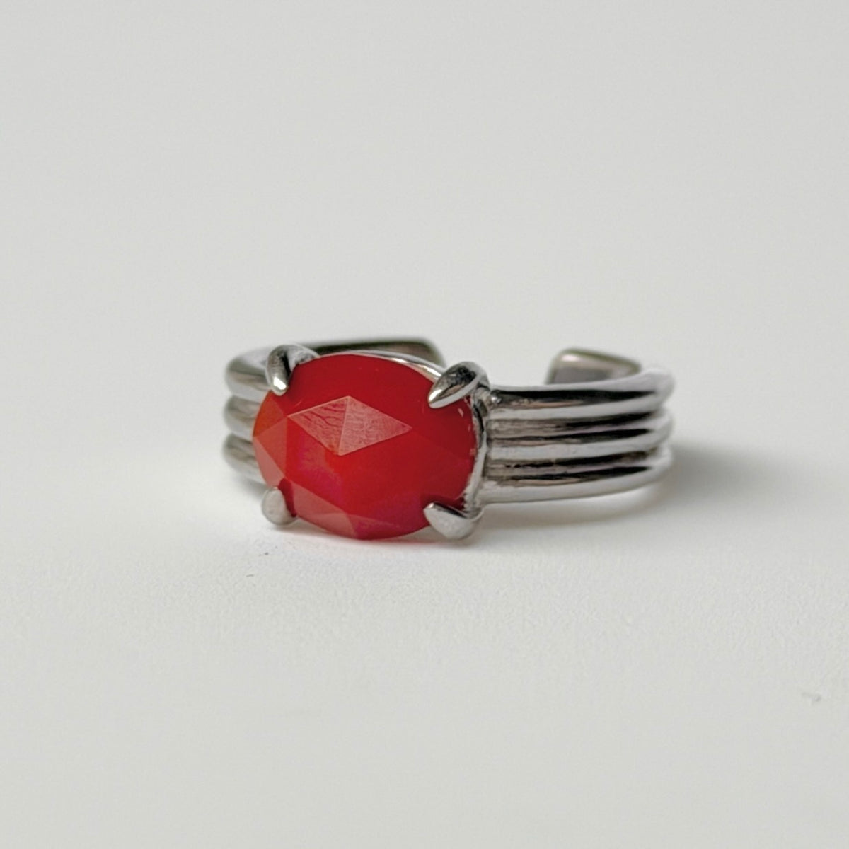 [ red agate ] trois silver