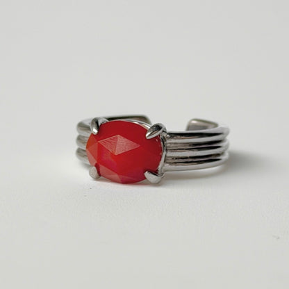 [ red agate ] trois silver
