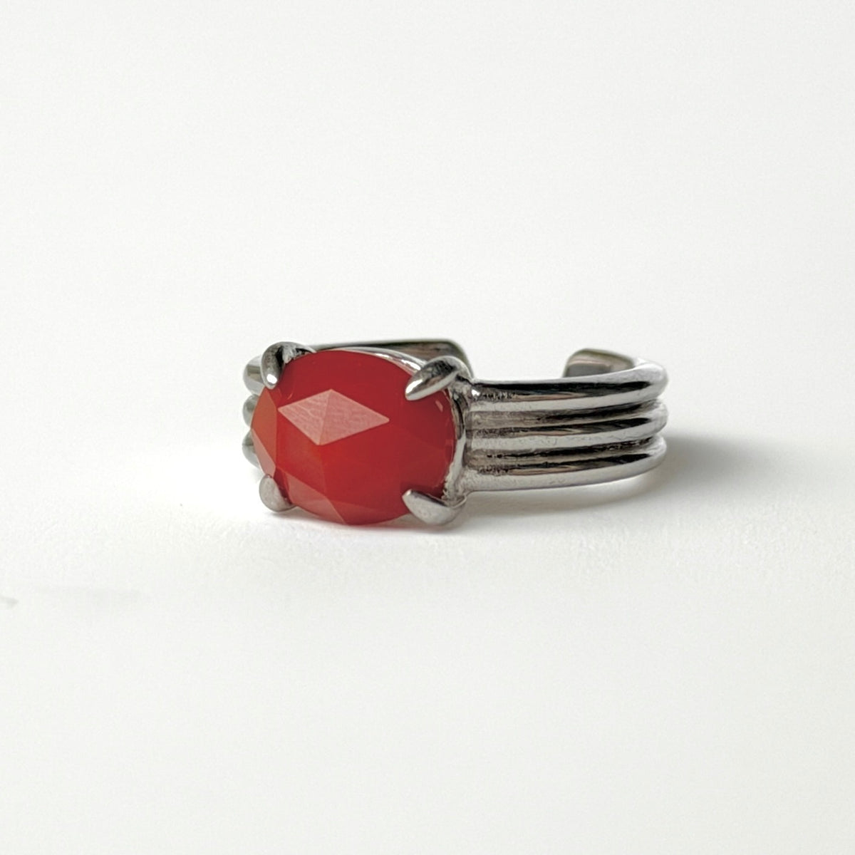 [ red agate ] trois silver