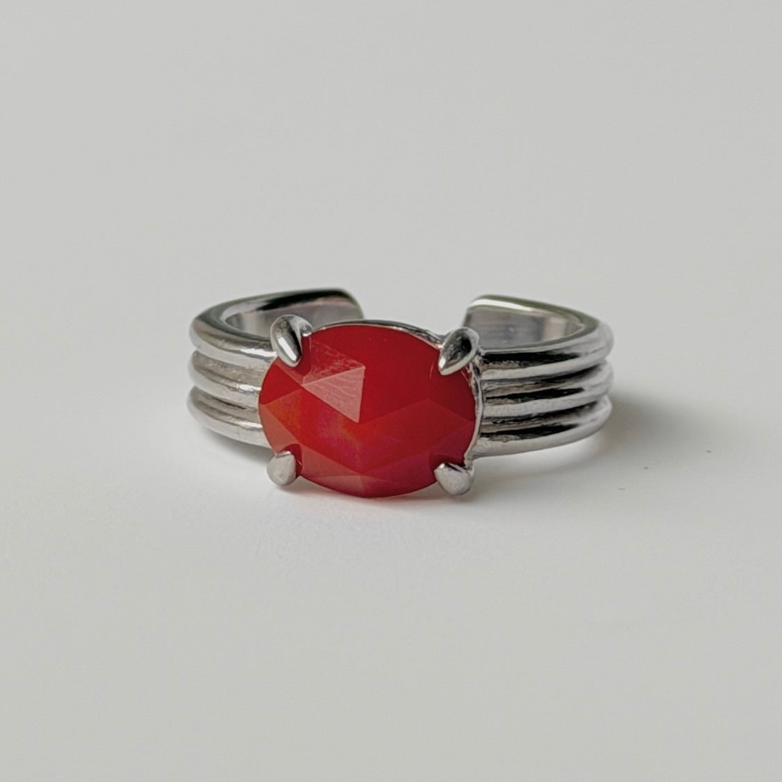 [ red agate ] trois silver